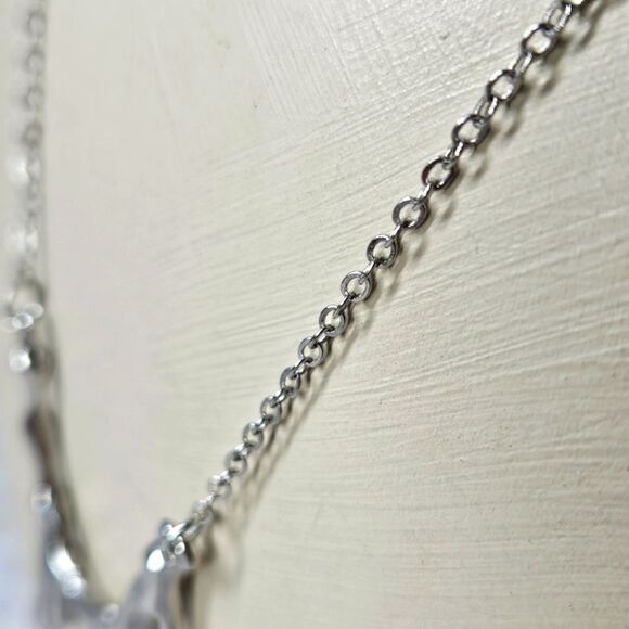 Lava Melt Water Drip Necklace - Silvertone - Picture 5 of 6